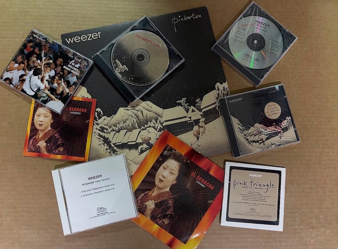 Weezer physical catalogue, Pinkerton vinyl, promotional CDs, and rare singles